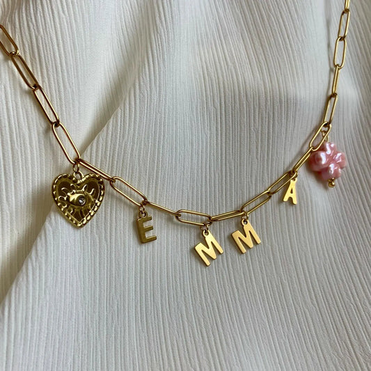 COLLIER DORÉ | LETTRES & CHARMS